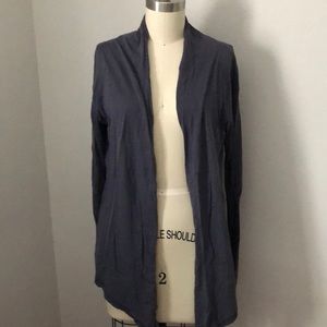 Bobi blue wrap cartigan ribbed wrist thumb holes